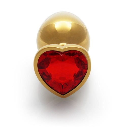 Plug Anal Heart Gem Medium Ouch! Oro/Ruby Rojo